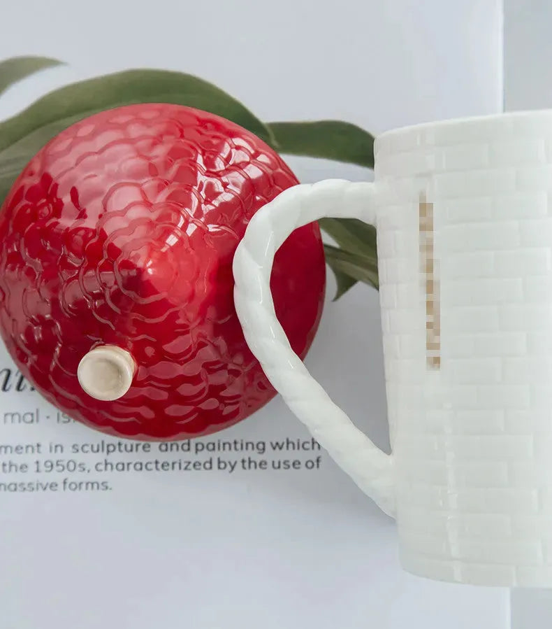 Gingerbread Man Red House Water Cup House Cottage Mug Coffee Cup With Lid - Bellarte Enchanté Gingerbread Man Red House Water Cup House Cottage Mug Coffee Cup With Lid